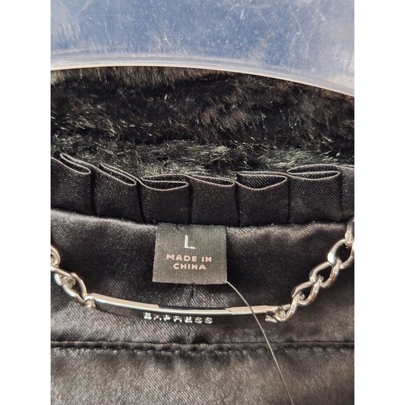 Express Faux Fur Coat Womens Sz Large Y2K Old Money Gothic Plush Shaggy Soft - Picture 3 of 15